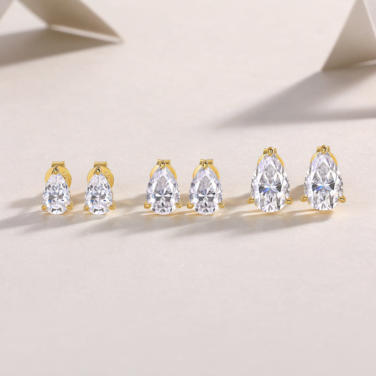 Leaf Moissanite Gold-Plated Sterling Silver Stud Earrings