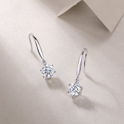 Jumping Wind 1-Carat Moissanite Stud Earrings Set (Platinum-Plated S925 Silver)