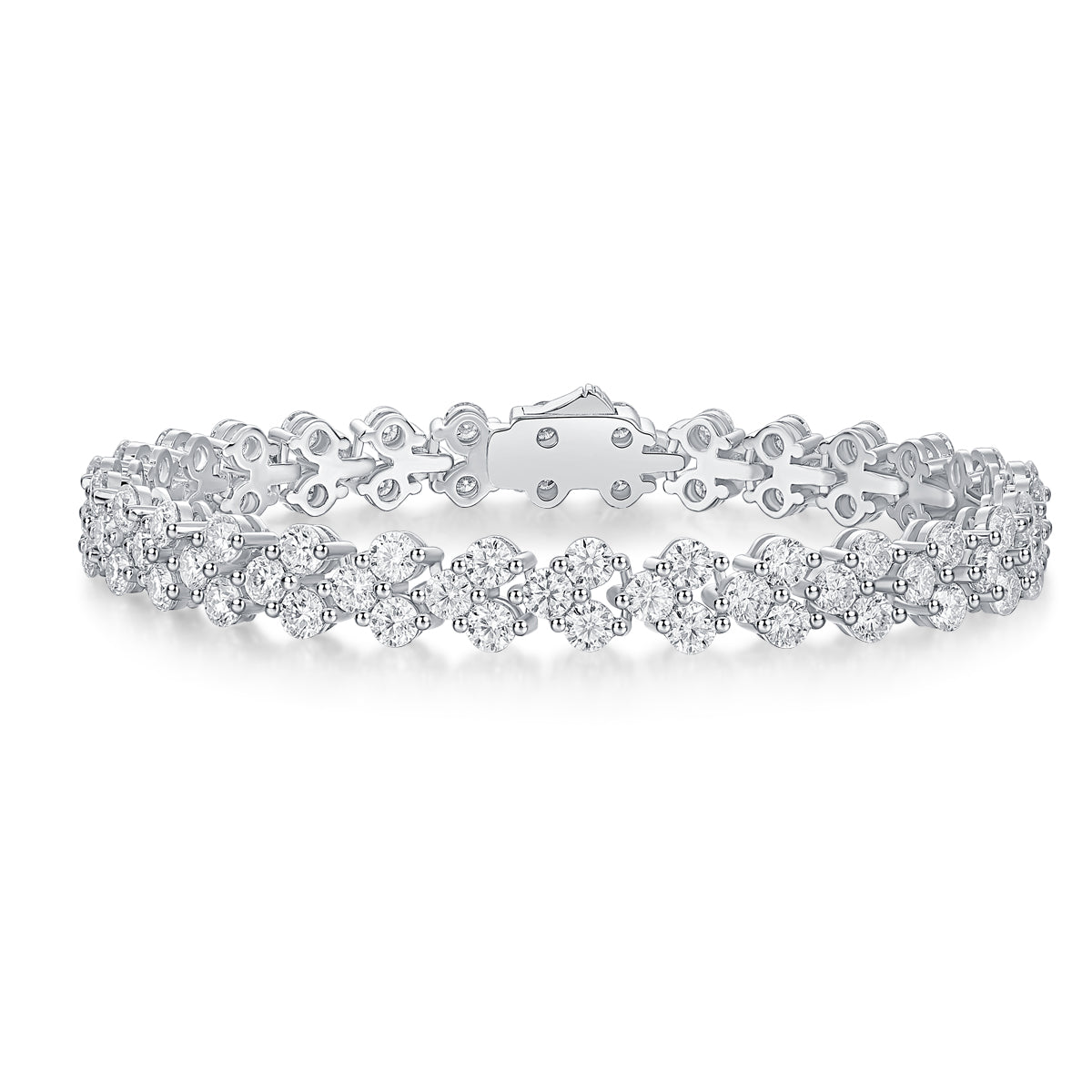 Canon Moissanite Silver Bracelet Set – Platinum-Plated S925 Silver
