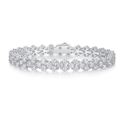 Canon Moissanite Silver Bracelet Set – Platinum-Plated S925 Silver