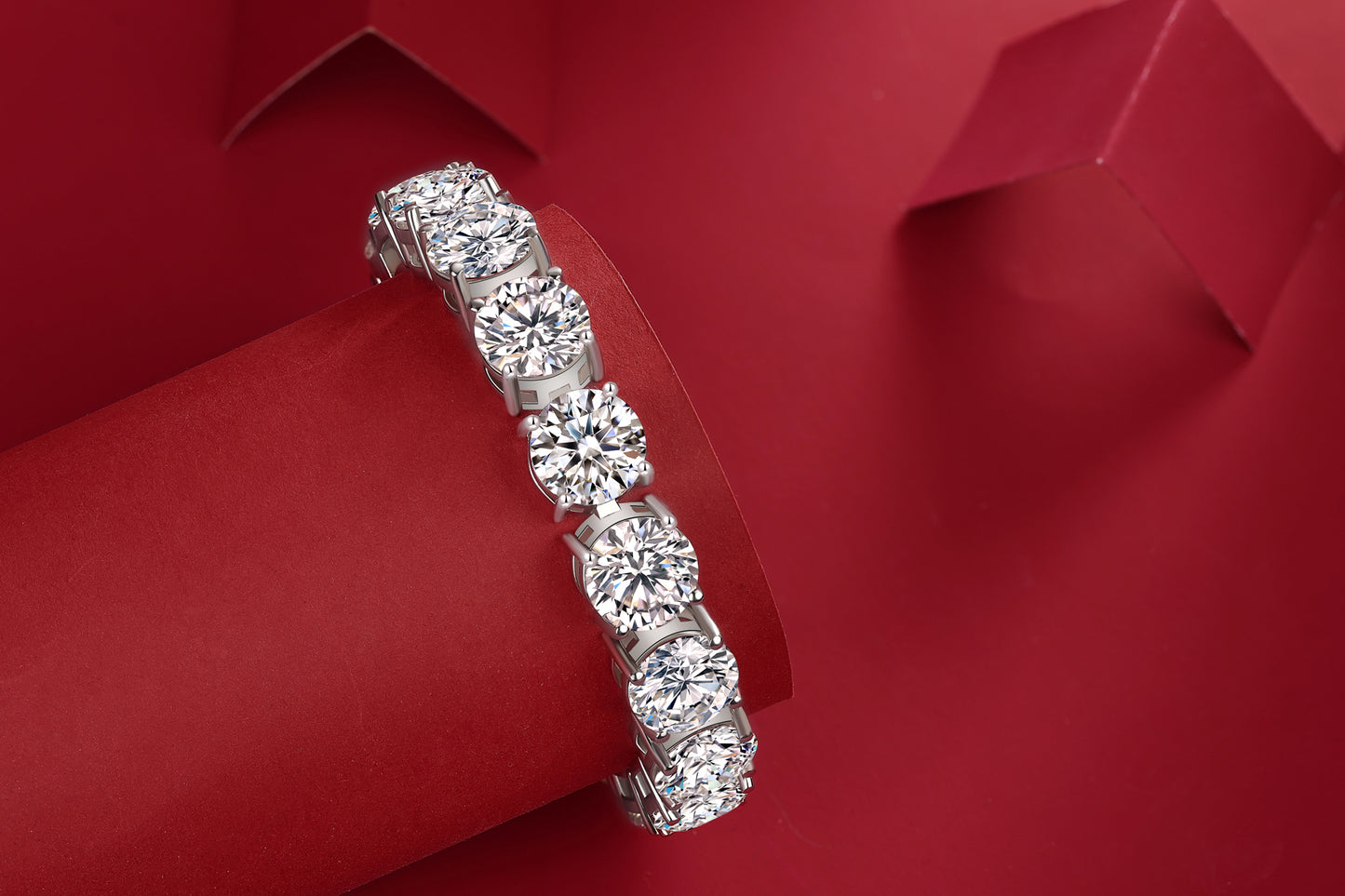 Half Summer Splendor Moissanite Silver Bracelet Set – Platinum-Plated S925 Silver