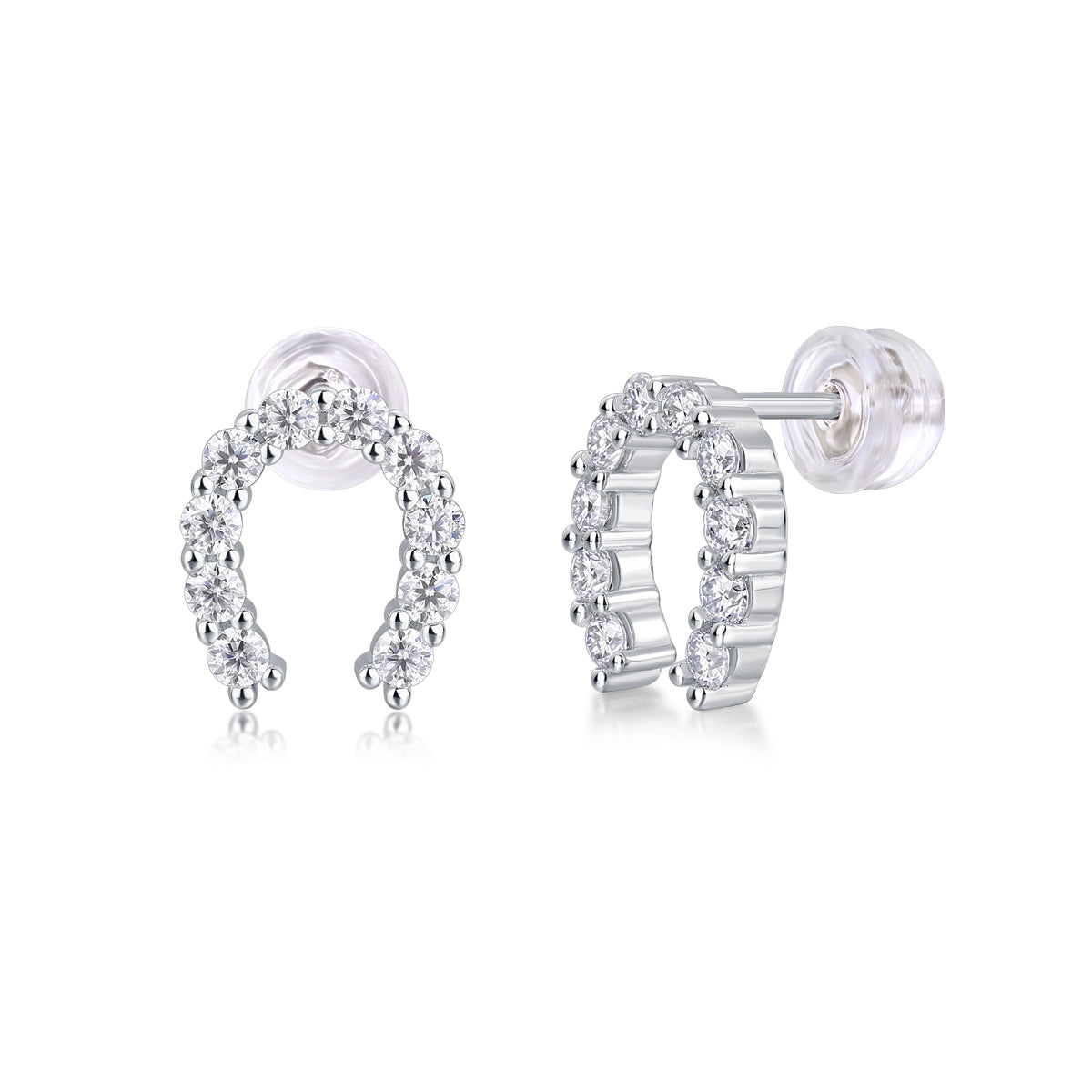 Seize Happiness Moissanite Platinum-Plated Sterling Silver Stud Earrings