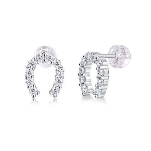 Seize Happiness Moissanite Platinum-Plated Sterling Silver Stud Earrings
