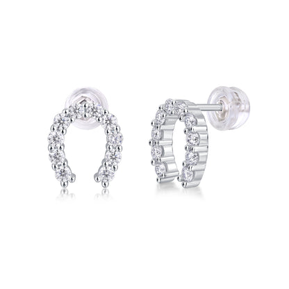 Seize Happiness Moissanite Platinum-Plated Sterling Silver Stud Earrings