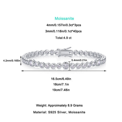 Luxurious S925 Silver Bracelet with Premium Moissanite and Platinum Plating