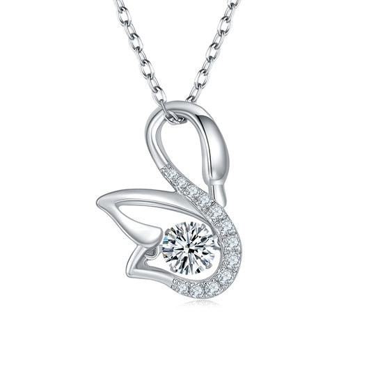 Moissanite Signature Pendant Necklace – Platinum-Plated S925 Silver