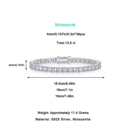 0.3-Carat Moissanite Platinum-Plated Silver Bracelet