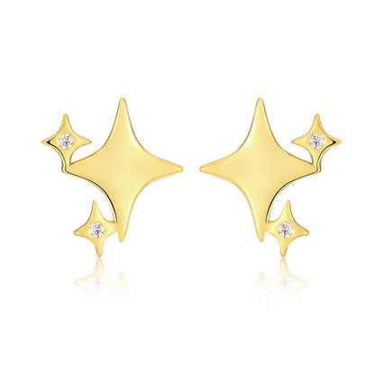 Chasing Dreams Four-Leaf Clover Moissanite Stud Earrings – Gold-Plated S925 Silver