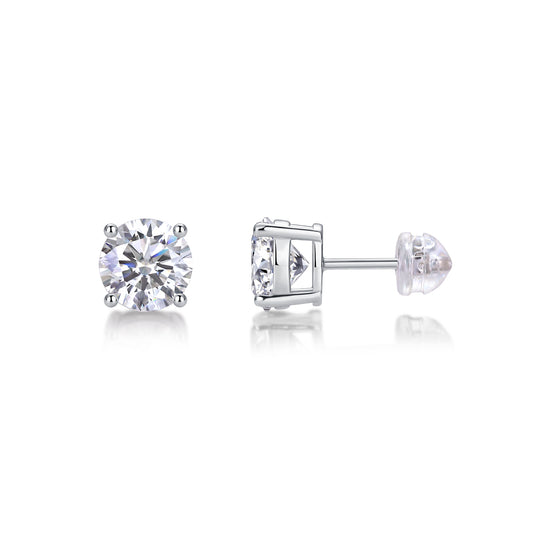 Pure Love Moissanite Stud Earrings – Platinum-Plated S925 Silver