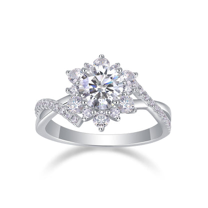 Hidden Poetry 1-Carat Moissanite Wedding Ring Set (Platinum-Plated S925 Silver)