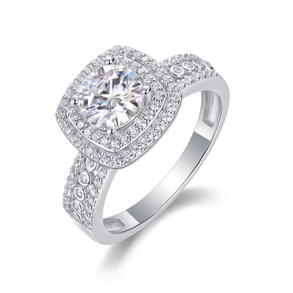 French Holiday — 1-Carat Moissanite Wedding Ring Set in S925 Sterling Silver with Platinum Finish