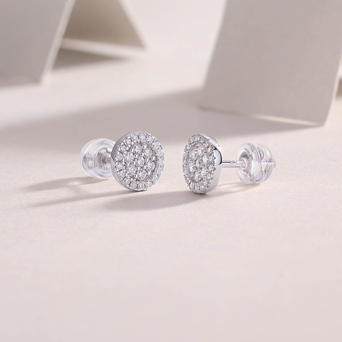 Cosmic Conjecture Moissanite Stud Earrings – Platinum-Plated S925 Silver