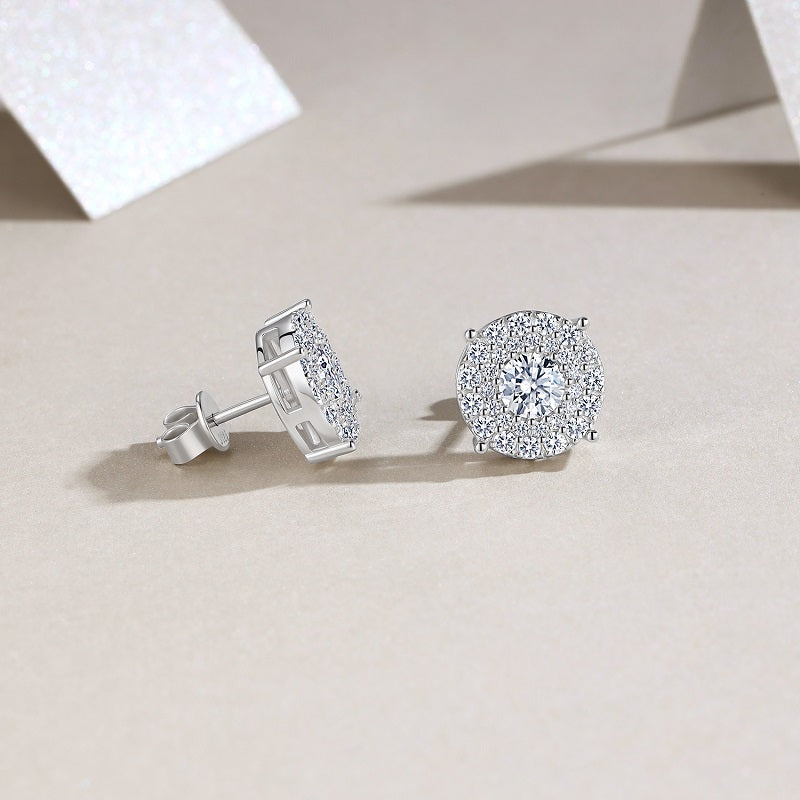 0.5-Carat Moissanite Stud Earrings – Platinum-Plated S925 Silver