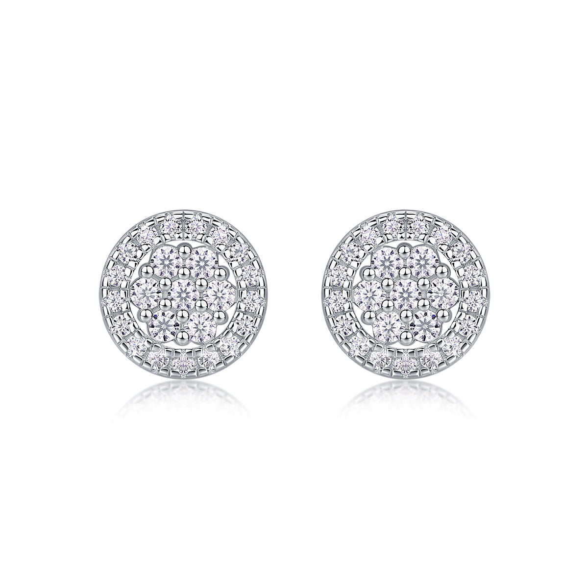 Cosmic Conjecture Moissanite Stud Earrings – Platinum-Plated S925 Silver