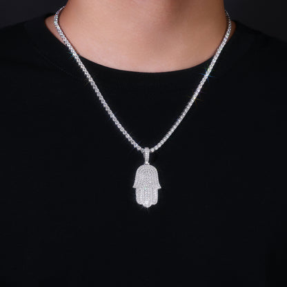 The Palm Shining Moissanite Pendant Necklace – Platinum-Plated S925 Silver