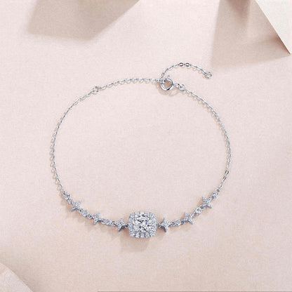 Fusion Moissanite Platinum-Plated Sterling Silver Bracelet