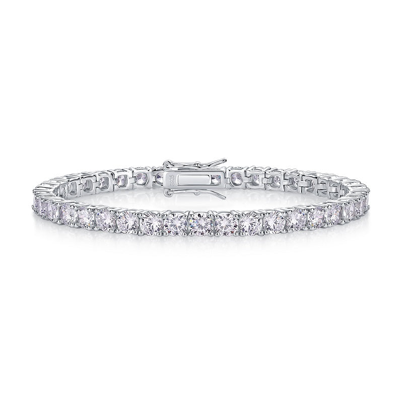 0.3-Carat Moissanite Platinum-Plated Silver Bracelet