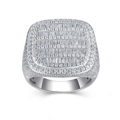 Men’s Moissanite Ring Set Crafted in S925 Sterling Silver with Platinum Plating