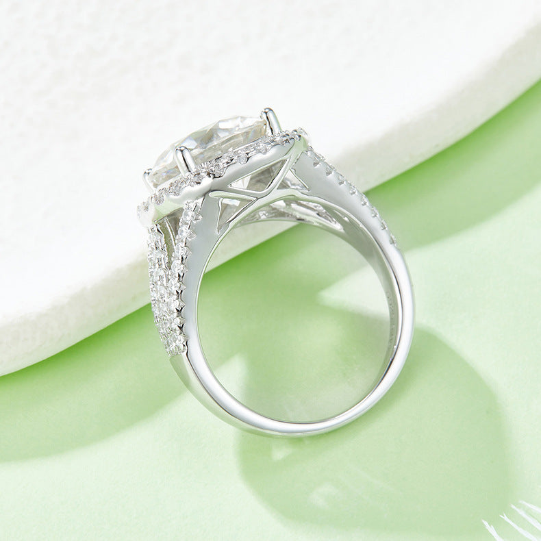 5-Carat Moissanite Platinum-Plated Sterling Silver Ring