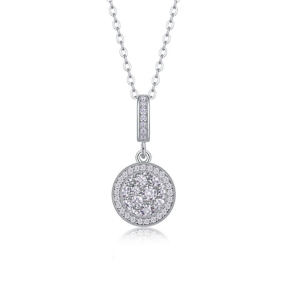 Double Ring Combination Moissanite Pendant Necklace – Platinum-Plated S925 Silver