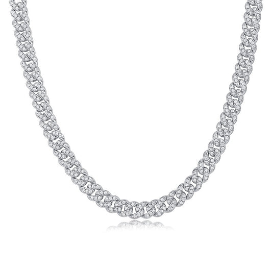 Moissanite Cuban Chain Silver Gold-plated Necklace