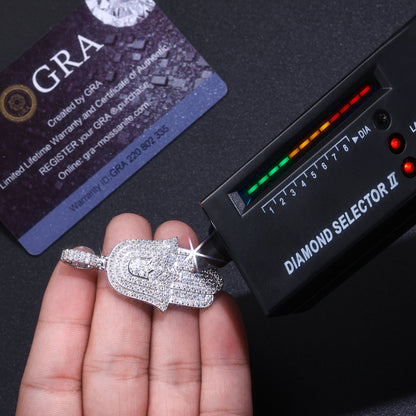 The Palm Shining Moissanite Pendant Necklace – Platinum-Plated S925 Silver