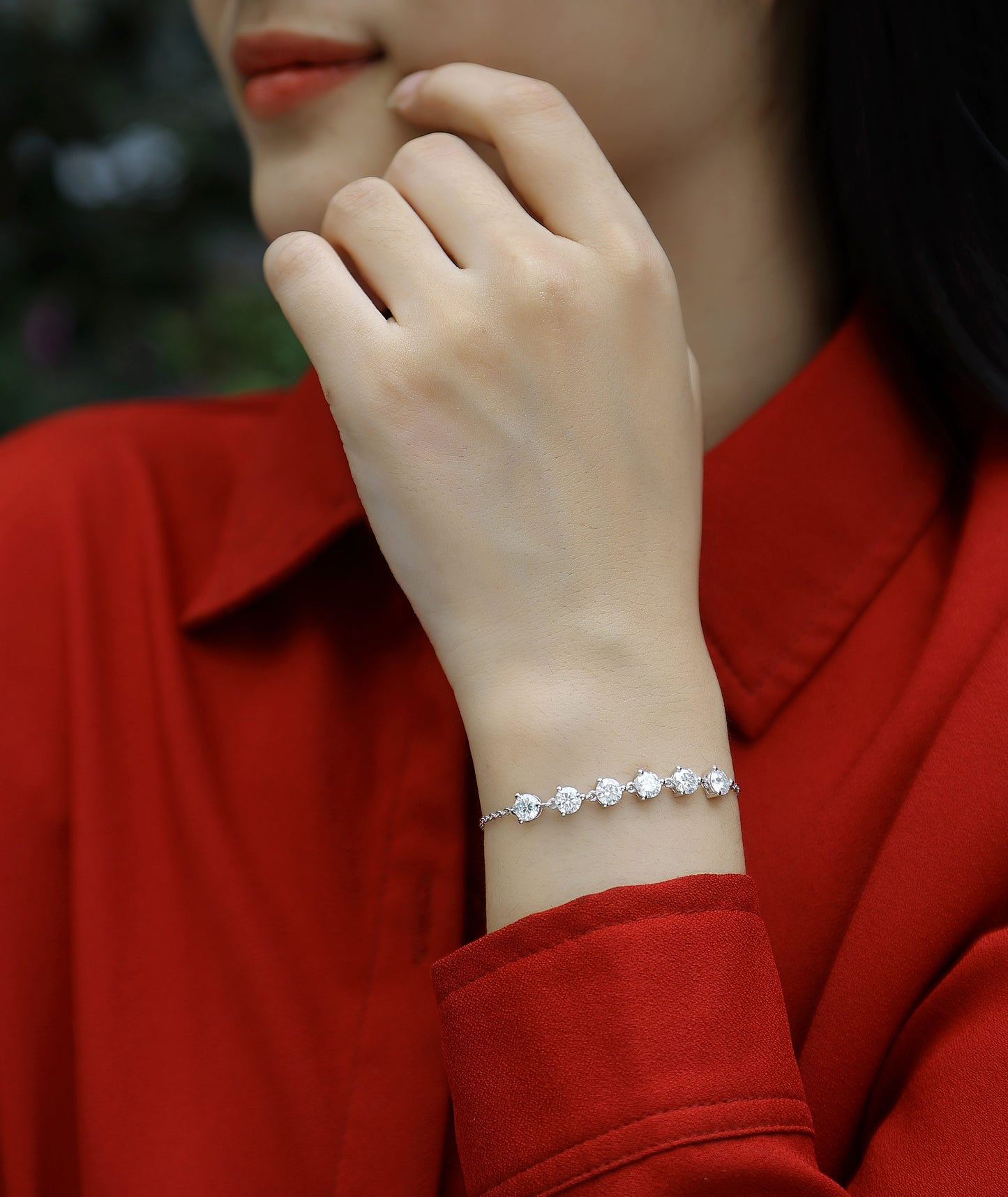 Dreamy Beauty Moissanite Silver Bracelet Set – Platinum-Plated S925 Silver