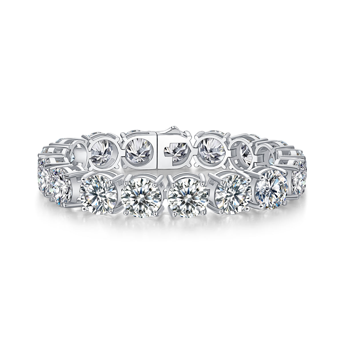 Half Summer Splendor Moissanite Silver Bracelet Set – Platinum-Plated S925 Silver