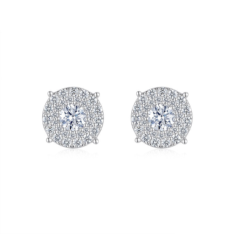 0.5-Carat Moissanite Stud Earrings – Platinum-Plated S925 Silver