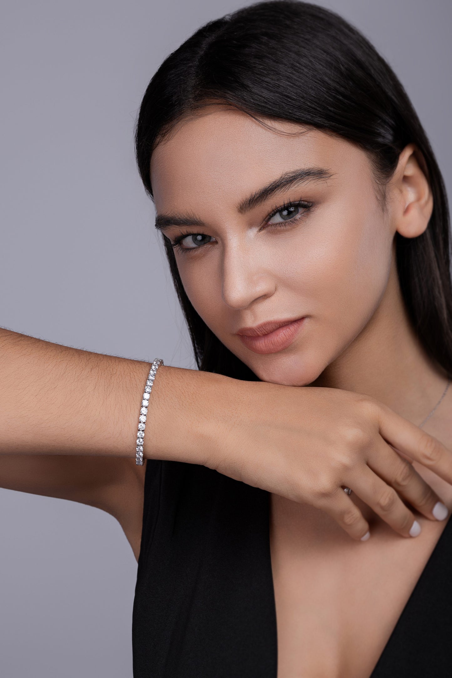 0.3-Carat Moissanite Platinum-Plated Silver Bracelet