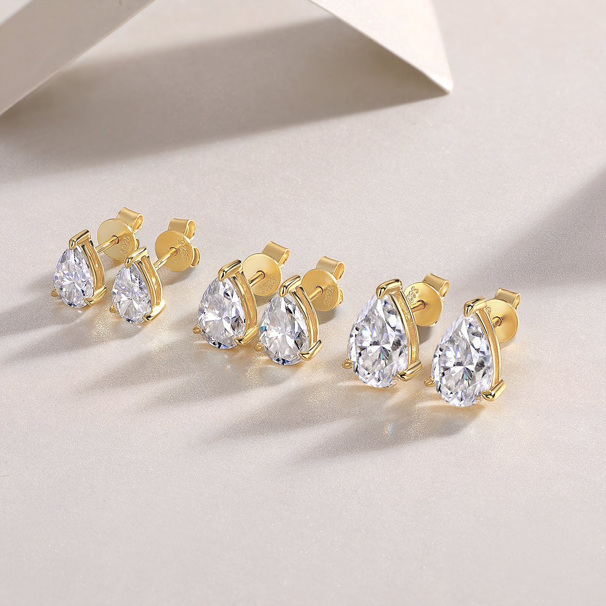 Leaf Moissanite Gold-Plated Sterling Silver Stud Earrings