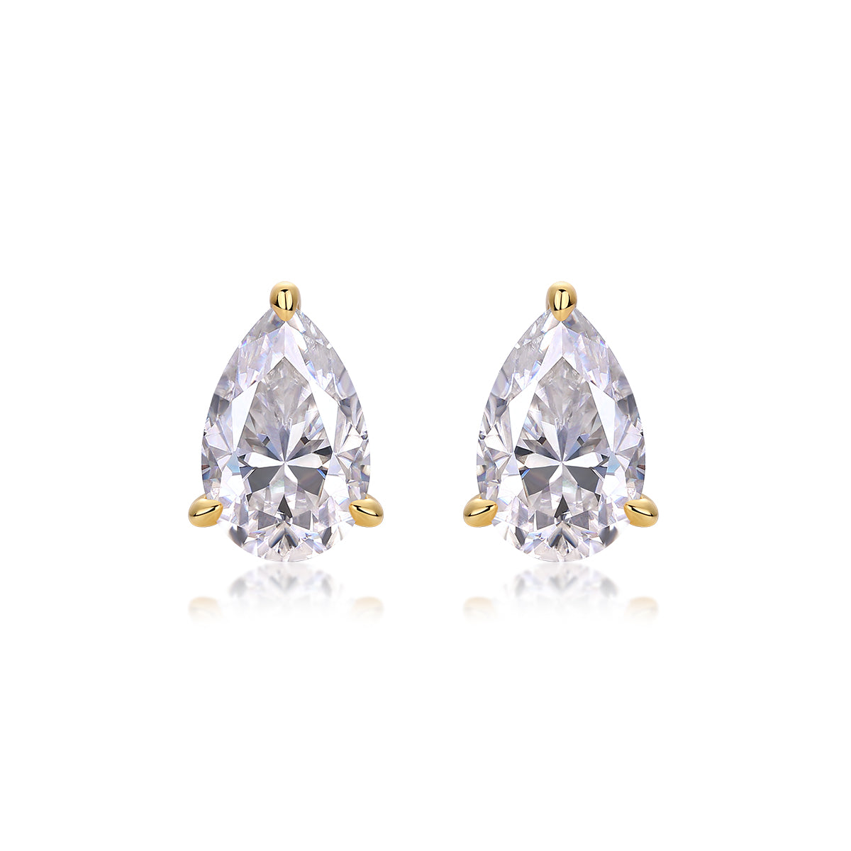 Leaf Moissanite Gold-Plated Sterling Silver Stud Earrings