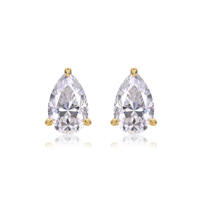 Leaf Moissanite Gold-Plated Sterling Silver Stud Earrings