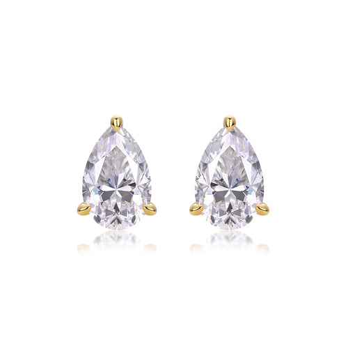 Leaf Moissanite Gold-Plated Sterling Silver Stud Earrings