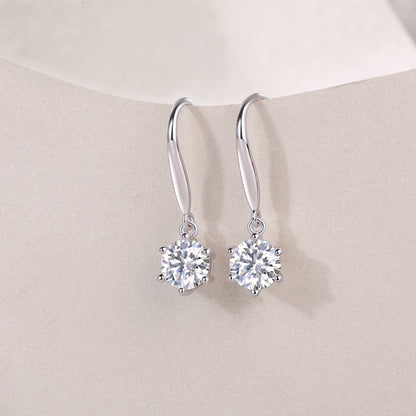 Jumping Wind 1-Carat Moissanite Stud Earrings Set (Platinum-Plated S925 Silver)