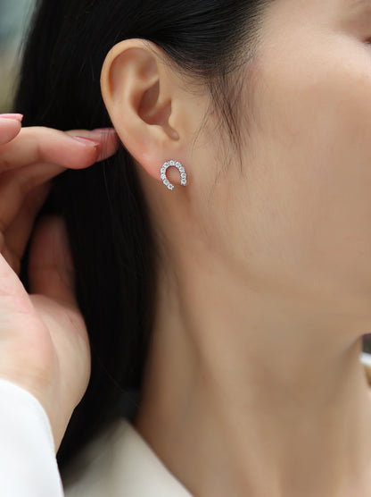 Seize Happiness Moissanite Platinum-Plated Sterling Silver Stud Earrings