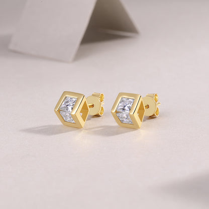 Exclusive Moissanite Stud Earrings – Gold-Plated S925 Silver