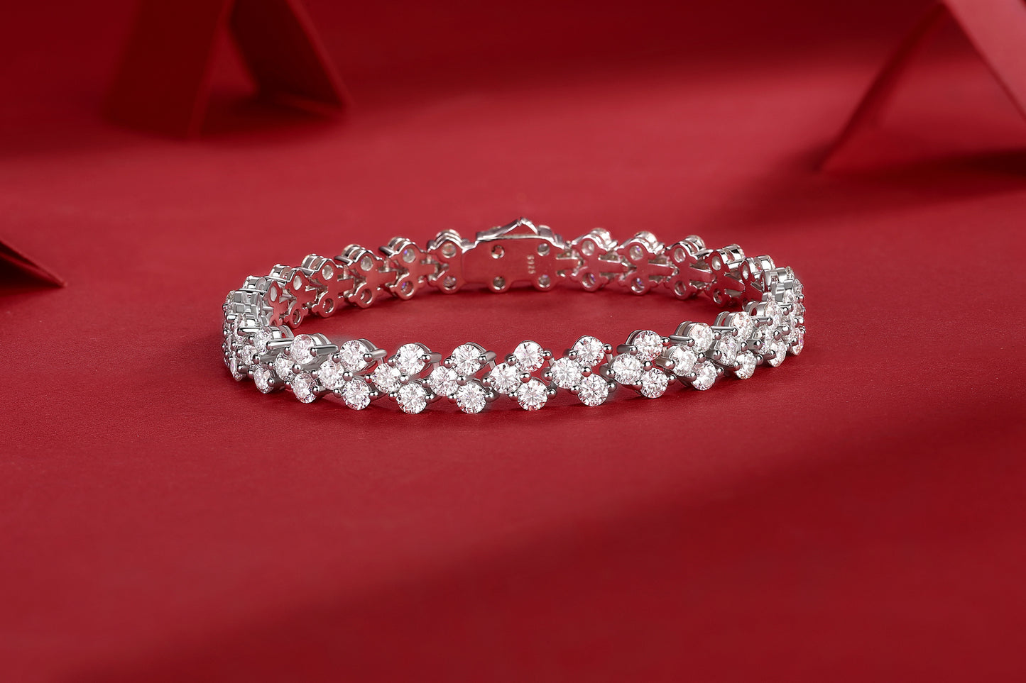 Canon Moissanite Silver Bracelet Set – Platinum-Plated S925 Silver