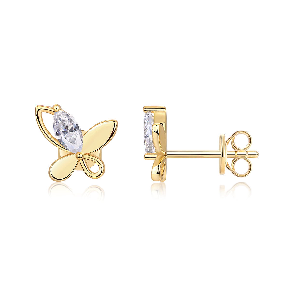 Chasing Dreams Four-Leaf Clover Moissanite Stud Earrings – Gold-Plated S925 Silver