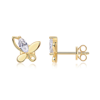 Chasing Dreams Four-Leaf Clover Moissanite Stud Earrings – Gold-Plated S925 Silver