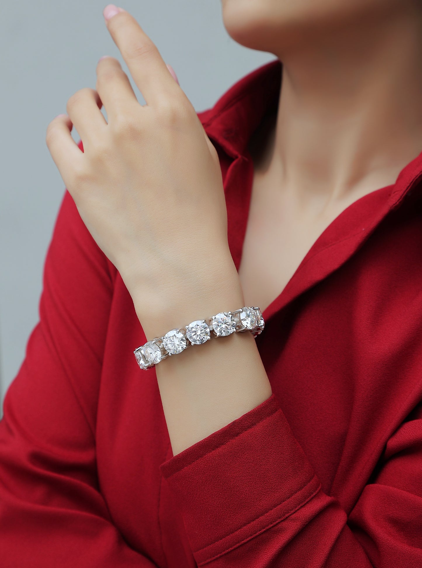Half Summer Splendor Moissanite Silver Bracelet Set – Platinum-Plated S925 Silver