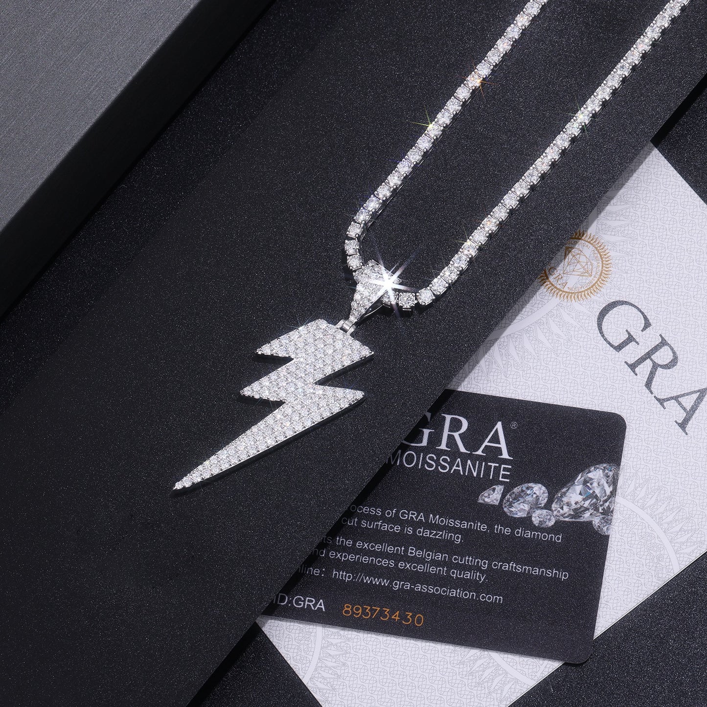 Lightning Moissanite Pendant Necklace – Platinum-Plated S925 Silver