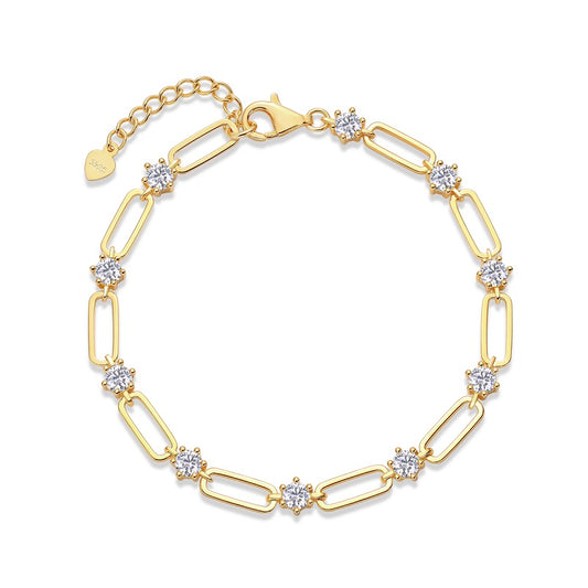 Moissanite Gold-Plated Sterling Silver Bracelet