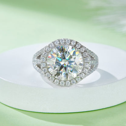 5-Carat Moissanite Platinum-Plated Sterling Silver Ring