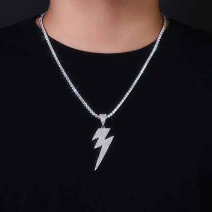 Lightning Moissanite Pendant Necklace – Platinum-Plated S925 Silver