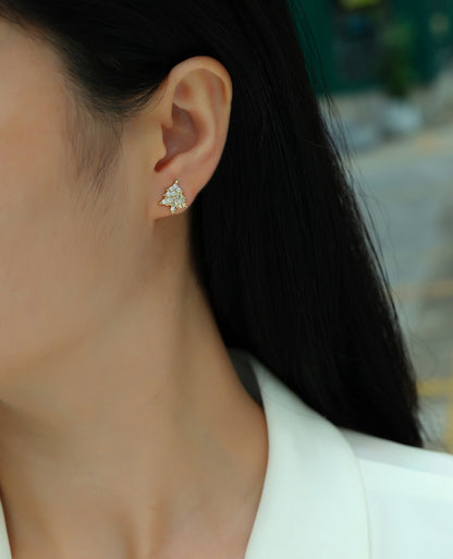 Christmas Tree Moissanite Stud Earrings – Gold-Plated S925 Silver
