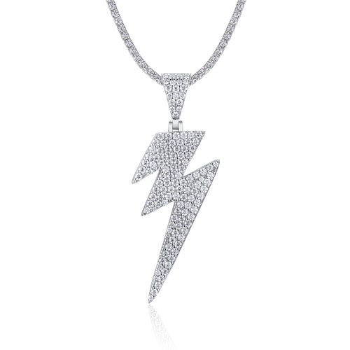 Lightning Moissanite Pendant Necklace – Platinum-Plated S925 Silver