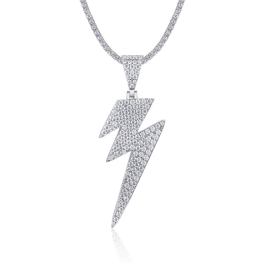 Lightning Moissanite Pendant Necklace – Platinum-Plated S925 Silver