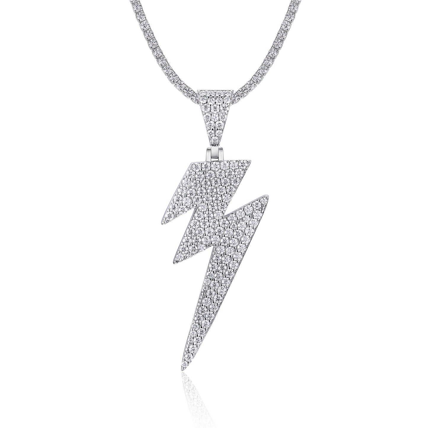 Lightning Moissanite Pendant Necklace – Platinum-Plated S925 Silver