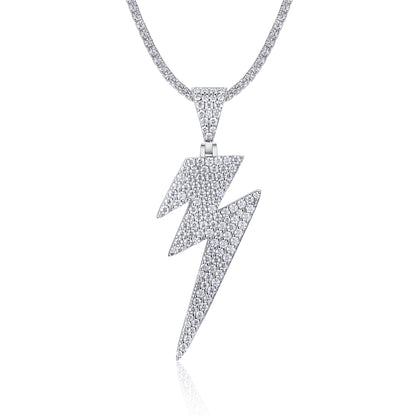 Lightning Moissanite Pendant Necklace – Platinum-Plated S925 Silver